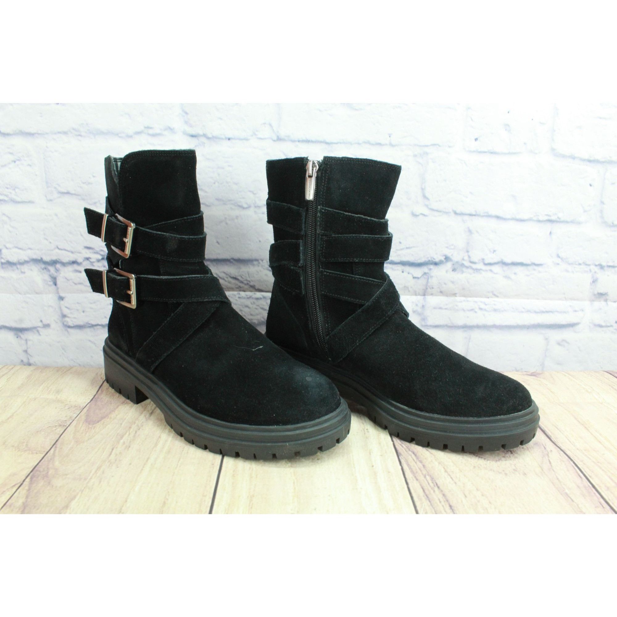 Leather × Vince Camuto Vince Camuto Belisha Women's Suede Zip Buckled Combat Boots Size US 7 / IT 37 - 3 Thumbnail