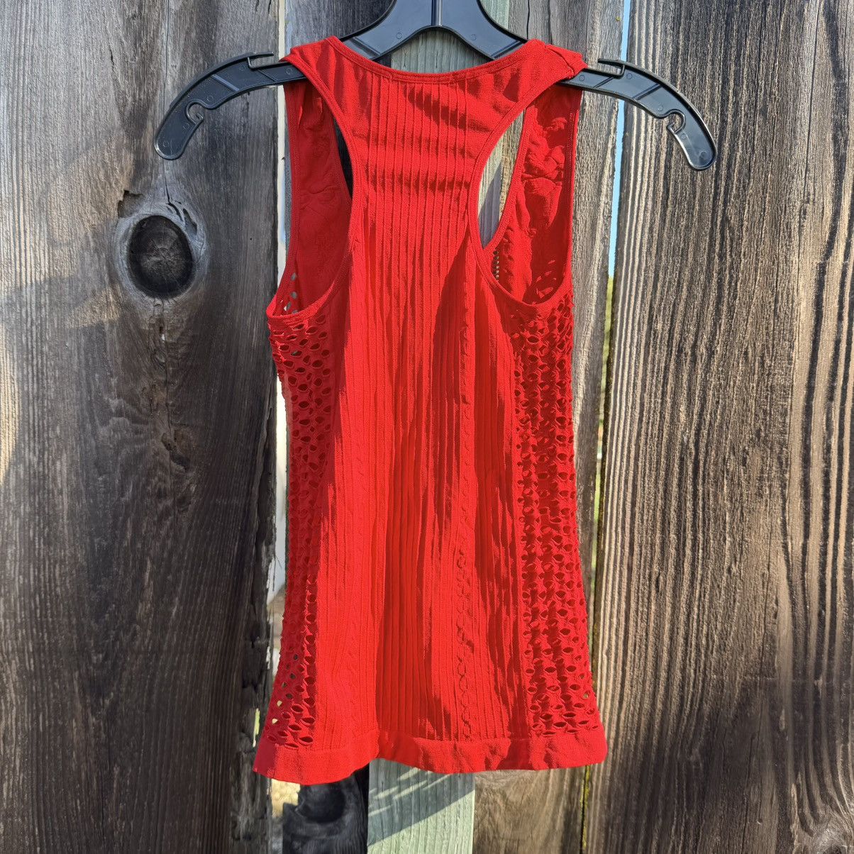 Other F&F Red Jacquard Ribbed Bodycon Tank Cutout Sides One Size Size ONE SIZE - 3 Thumbnail
