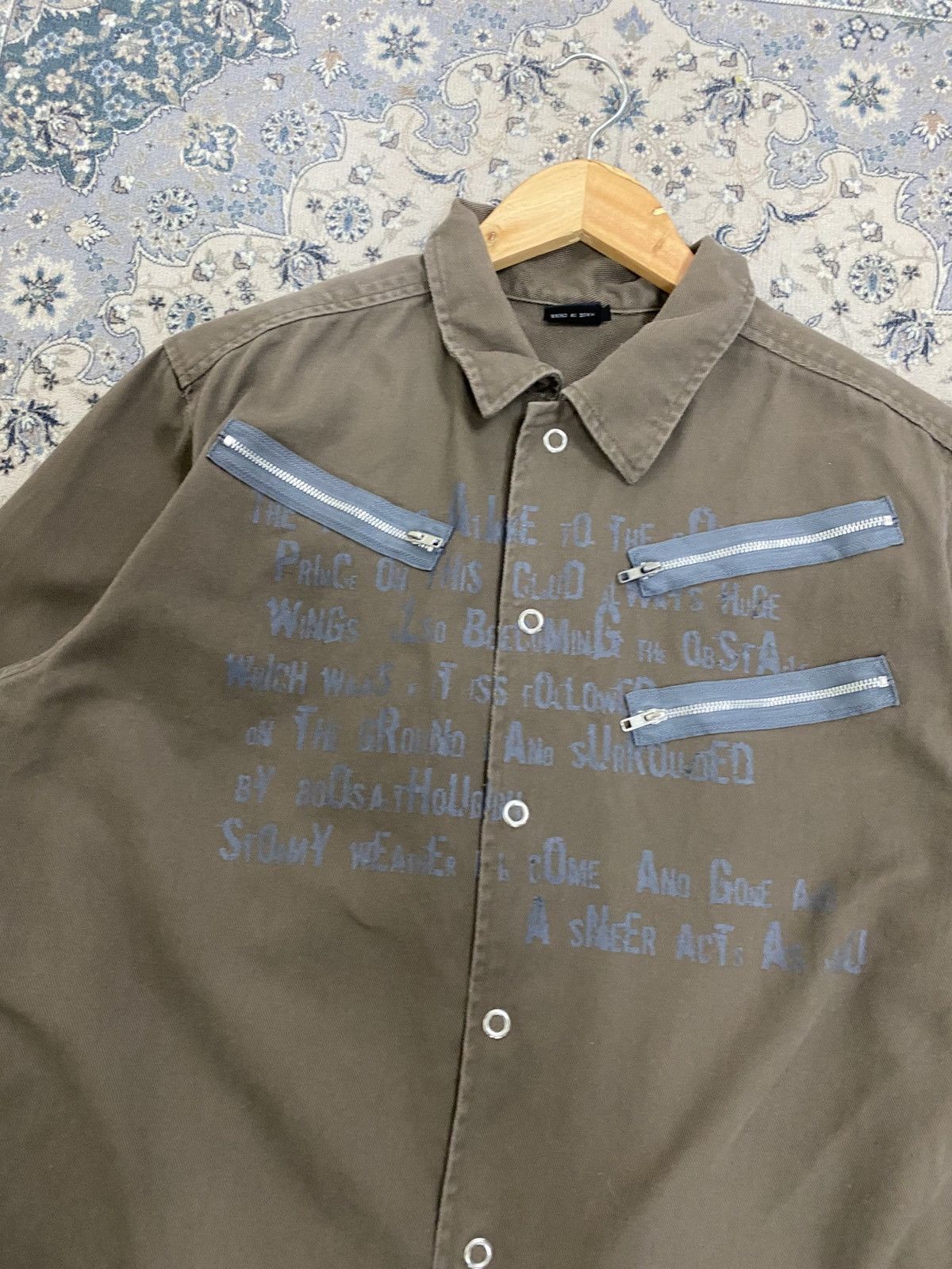 Hysteric Glamour BADGER APHEX TWINS SNAP BUTTON CANVAS SHIRT LGB GRUNGE Size US L / EU 52-54 / 3 - 6 Thumbnail