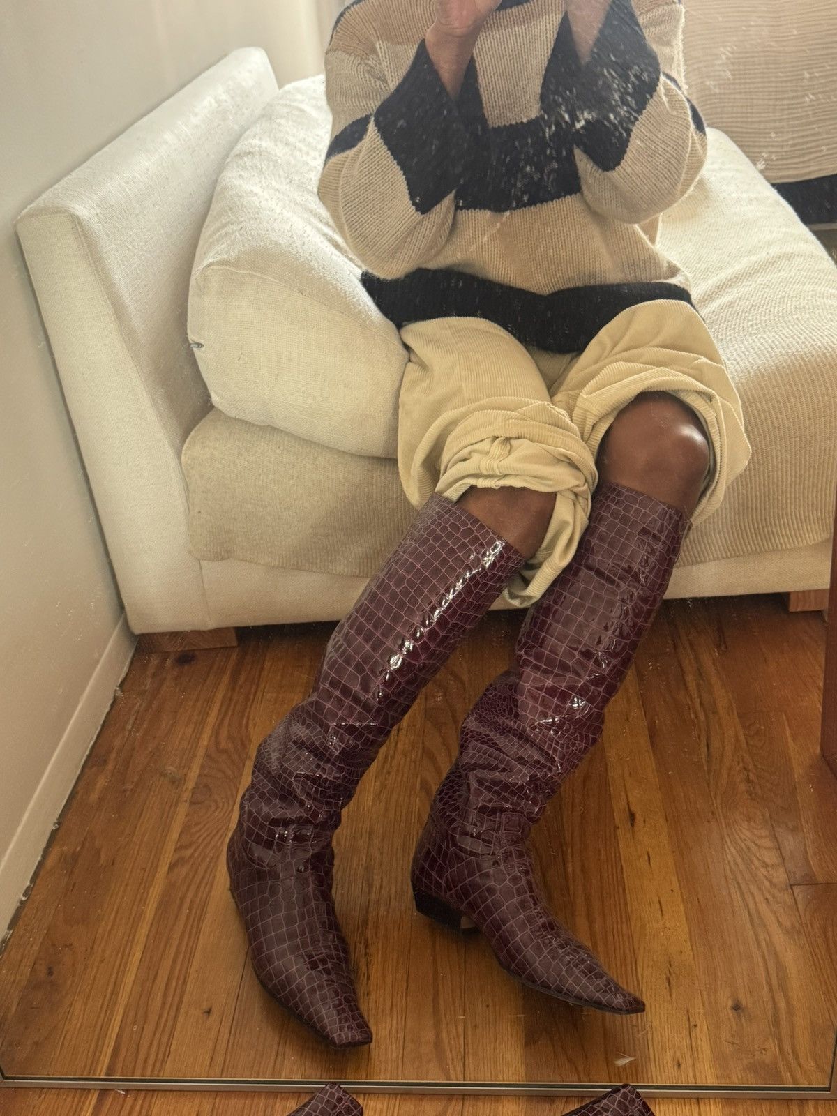 KHAITE Khaite Croc Embossed Tall Boots Size US 11 / IT 41 - 1 Thumbnail