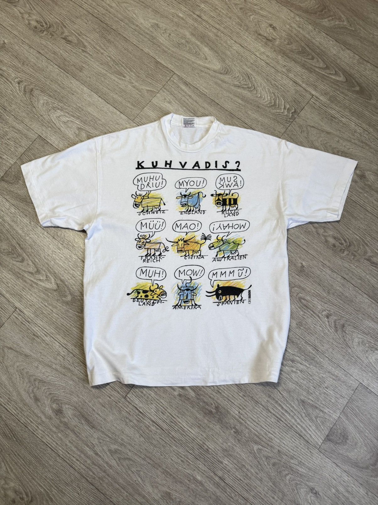 Band Tees × Vintage 🔷Vintage Kuhvadis Cow Animal T-shirt 90s🔷 Size US XL / EU 56 / 4 - 1 Thumbnail
