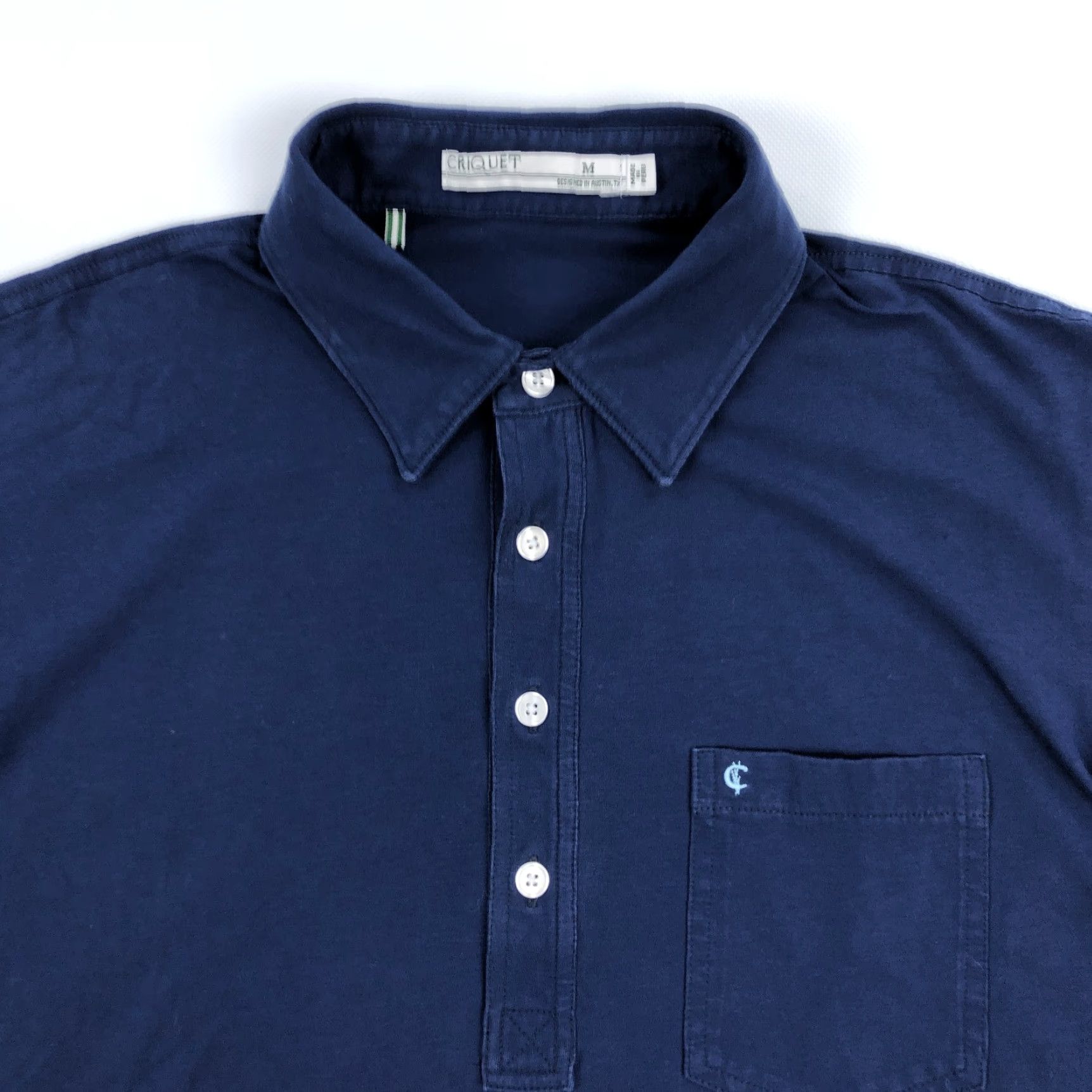 Vintage CRICQUET Polo Shirt Navy Blue Short Sleeve with Pocket Mens M Regular Cotton Spandex Pima Button Collared Embroidered Logo Casual Shirt Size US M / EU 48-50 / 2 - 3 Thumbnail
