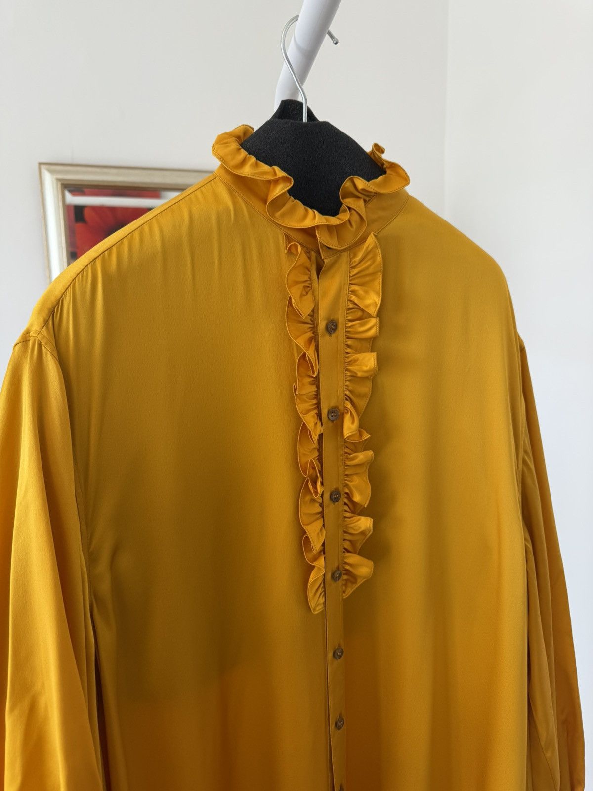 Saint Laurent Paris SS22 Saint Laurent Victorian Gold Silk Cape Size US M / EU 48-50 / 2 - 7 Thumbnail
