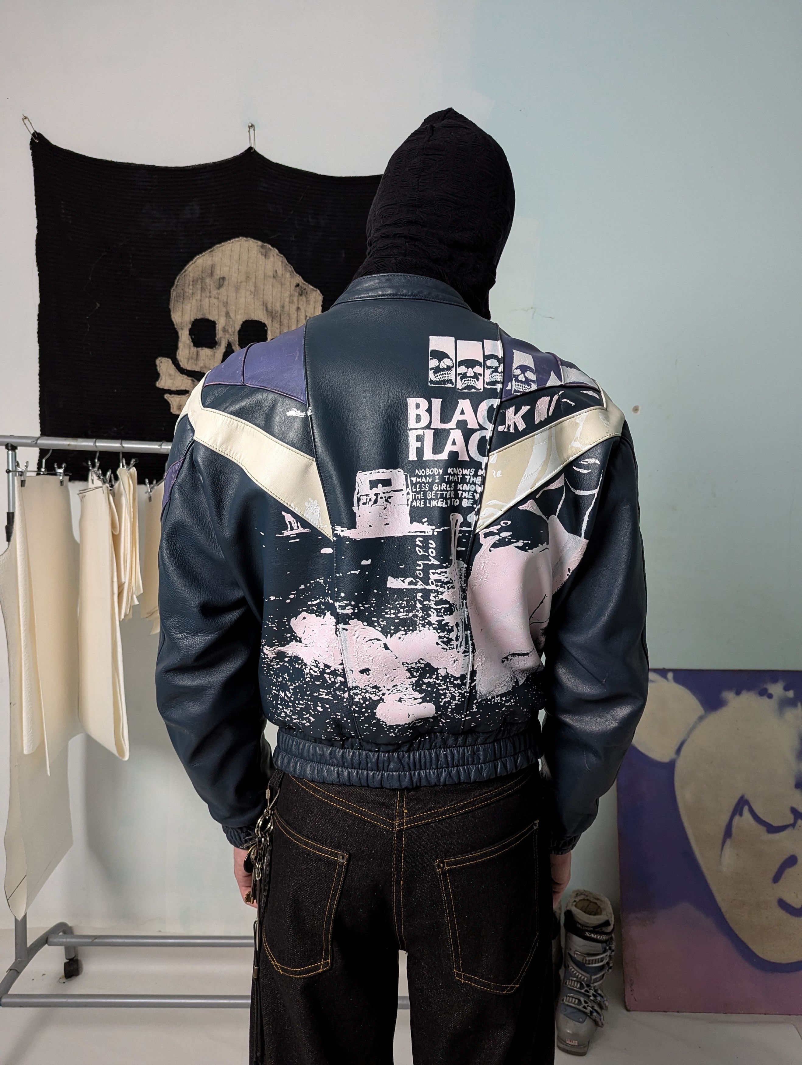 Leather 90s IXS Flame Details Handprinted Leather Bomber Jacket Size US M / EU 48-50 / 2 - 1 Thumbnail