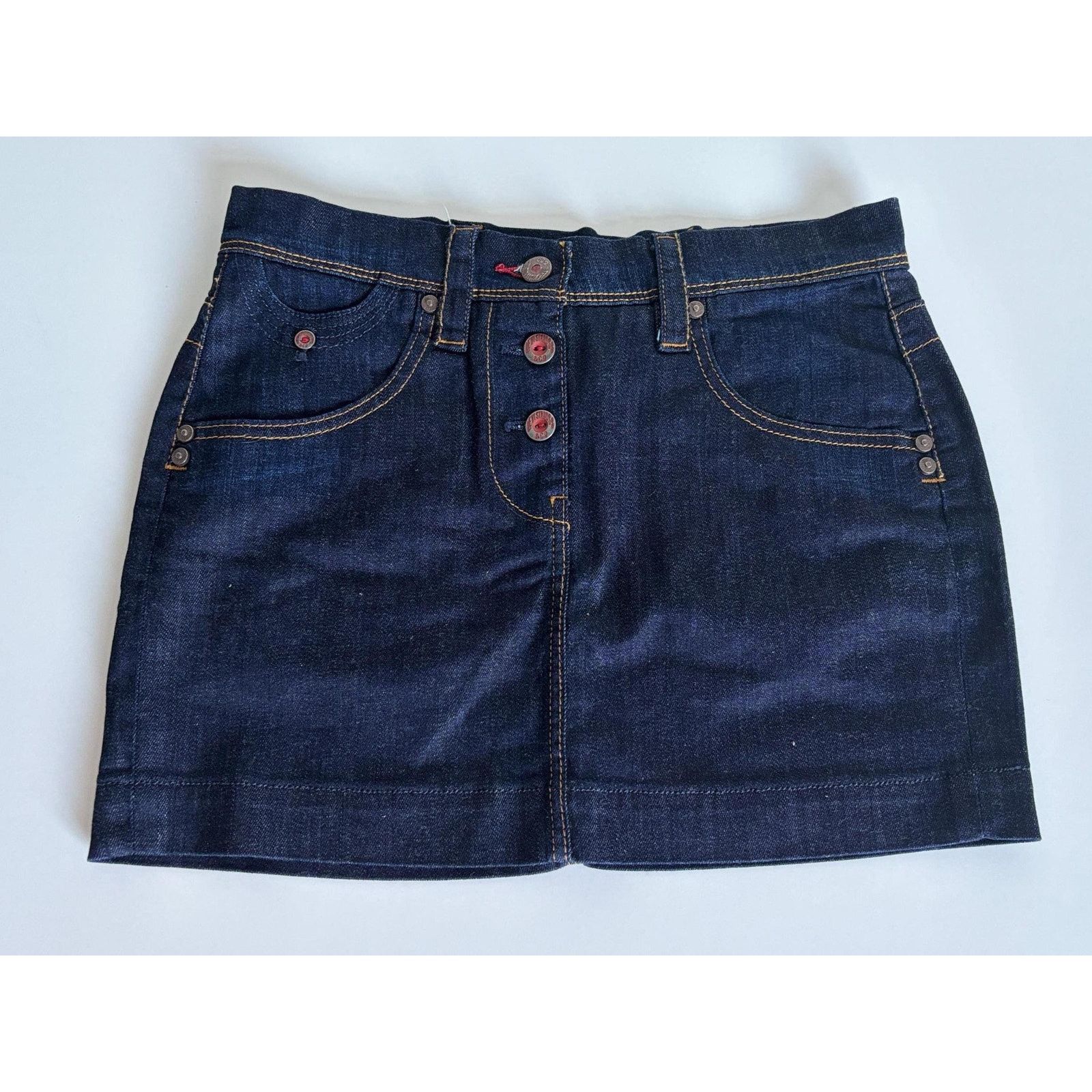 Japanese Brand × Levi's × Levi's Vintage Clothing Vintage Levi’s Cinch Back Denim Mini Skirt Red Tab Y2K Small Size 27" / US 4 / IT 40 - 6 Thumbnail