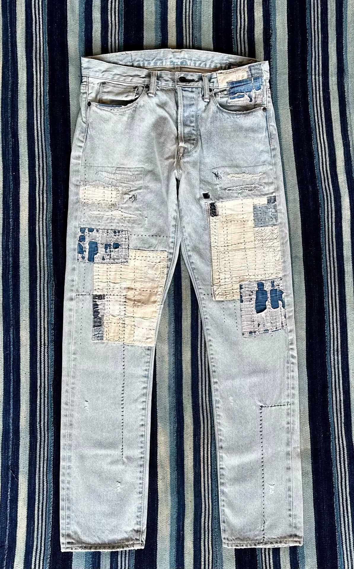 KURO handmade patchwork distressed denim pants Size US 34 / EU 50 - 1 Thumbnail