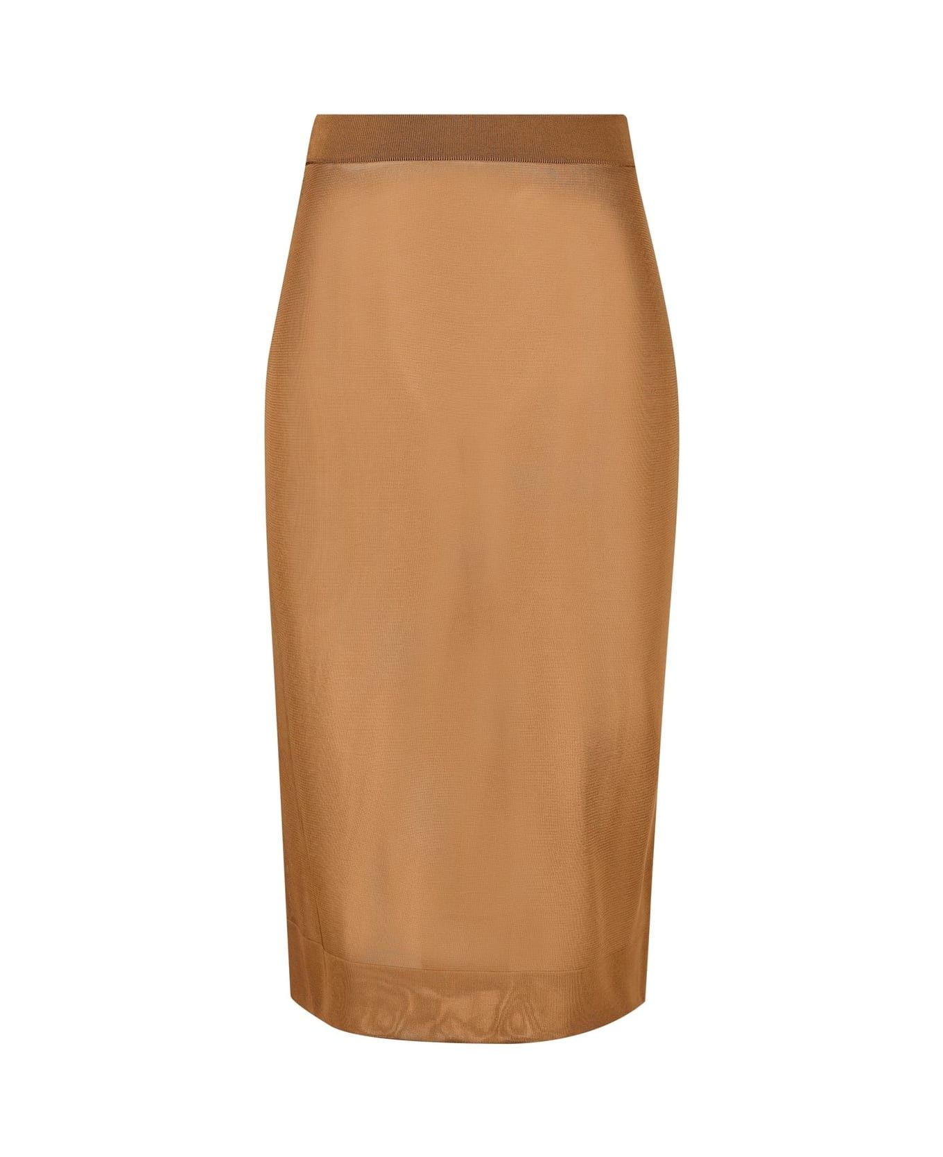 Saint Laurent Paris o1bcso1str0426 High Waist Pencil Skirt in Dark Beige Size 28" / US 6 / IT 42 - 1 Thumbnail