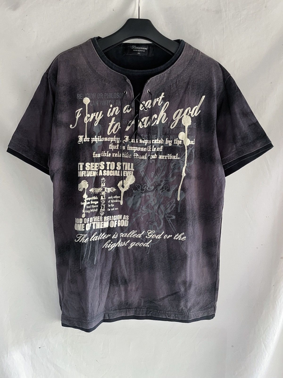 Japanese Brand JAPANESE BEAUMERE DOUBLE LAYER PUNK ARISTOCRATIC QUOTES TEE Size US L / EU 52-54 / 3 - 1 Thumbnail