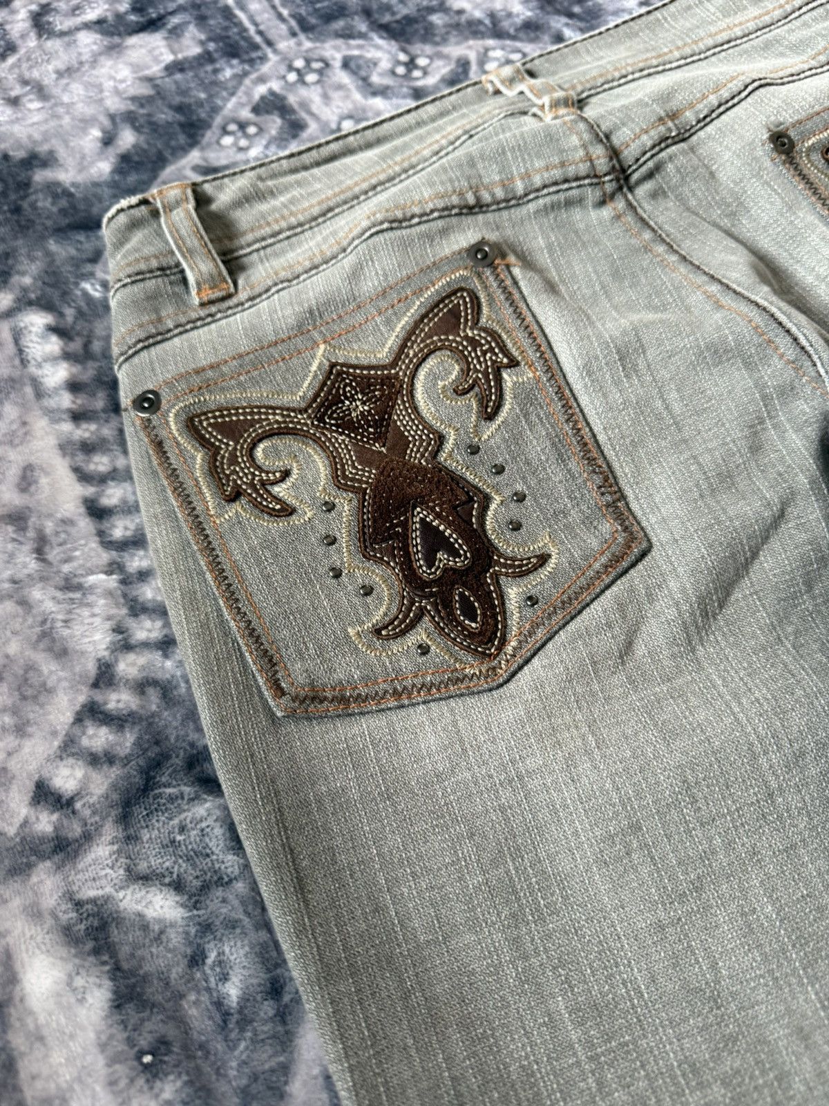 Hysteric Glamour Deux Brahmin Japan Smoke grey Low Rise Flared Jeans Size US 27 - 8 Thumbnail