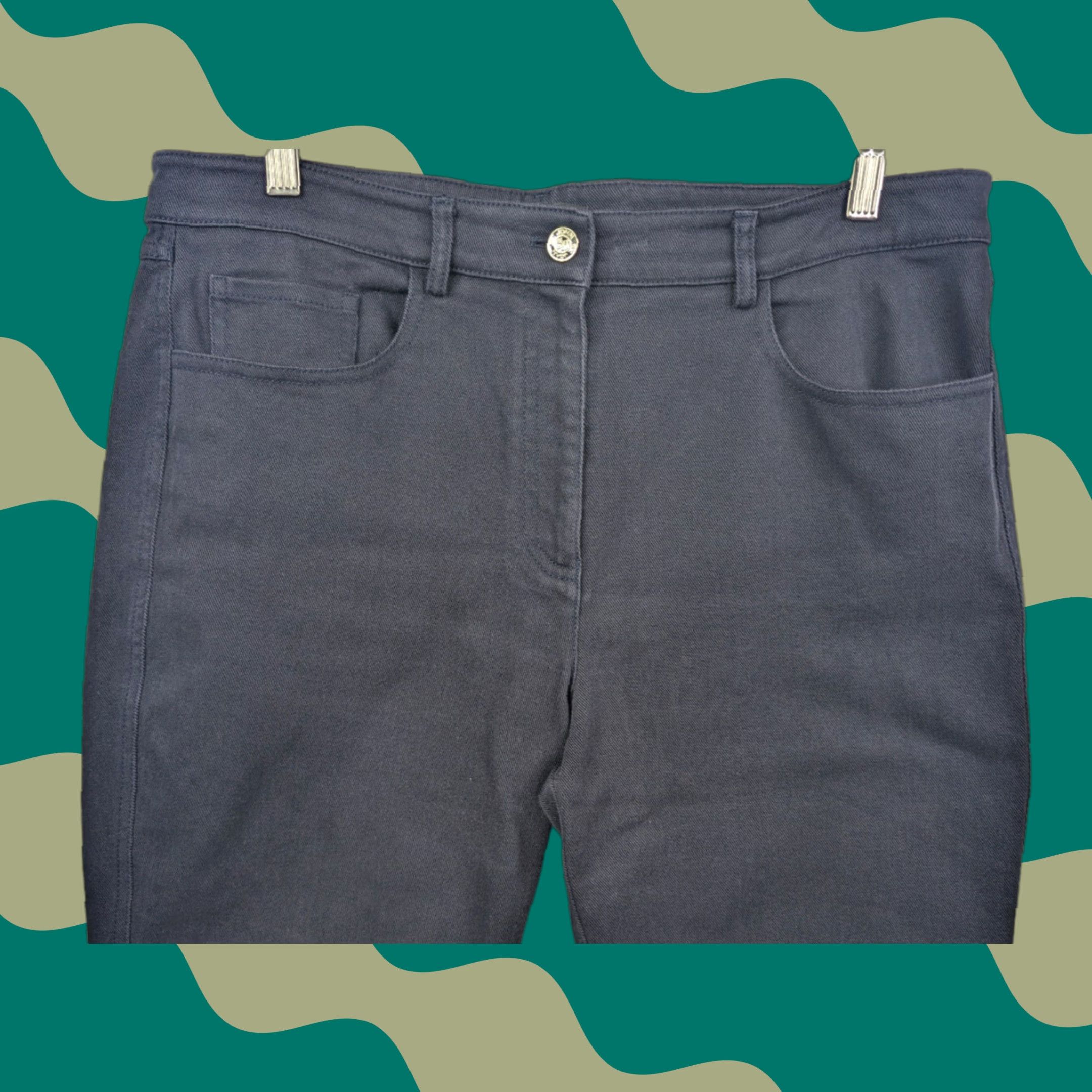 Vintage St John Pants Women's Size 12 Straight Leg Navy Flat Front Chino Trousers Size 34" / US 12 / IT 48 - 1 Thumbnail