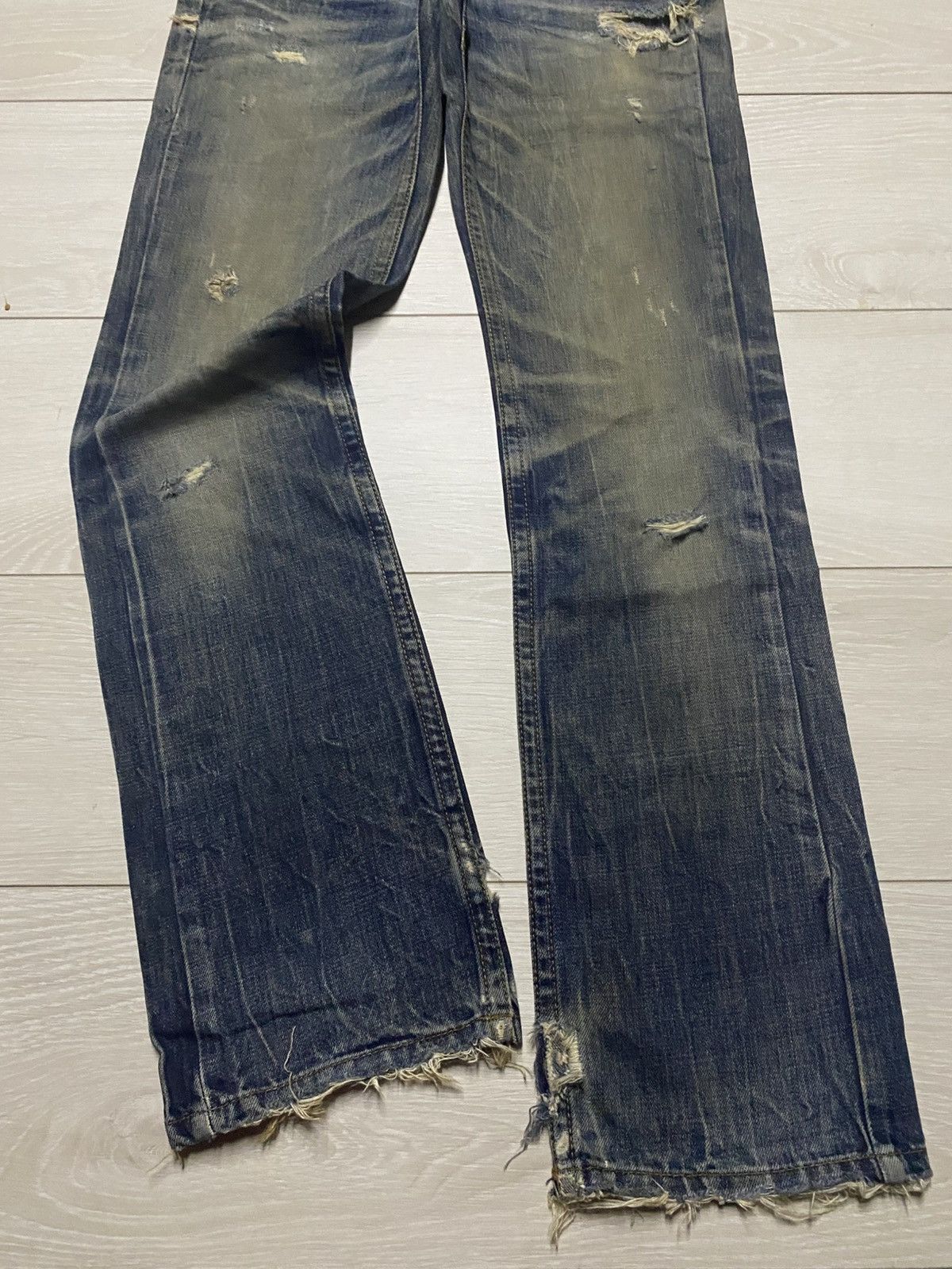 If Six Was Nine Pasta Denim Crazy Mud Wash Distressed Straight Fit Jeans Size US 29 - 5 Thumbnail