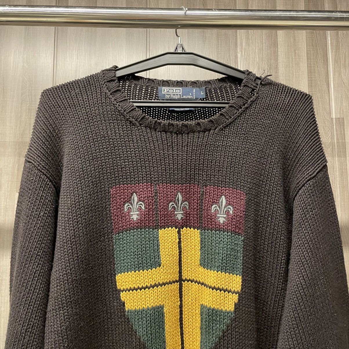 Ralph Lauren Vintage Polo Ralph Lauren Shield Crest Knit Sweater💥 Size US L / EU 52-54 / 3 - 8 Thumbnail
