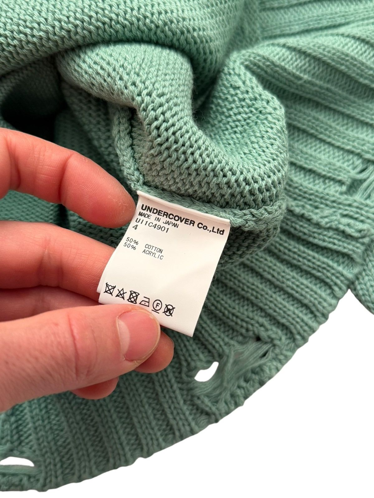 Undercover Faded Green Distressed Cardigan Size US XL / EU 56 / 4 - 7 Thumbnail
