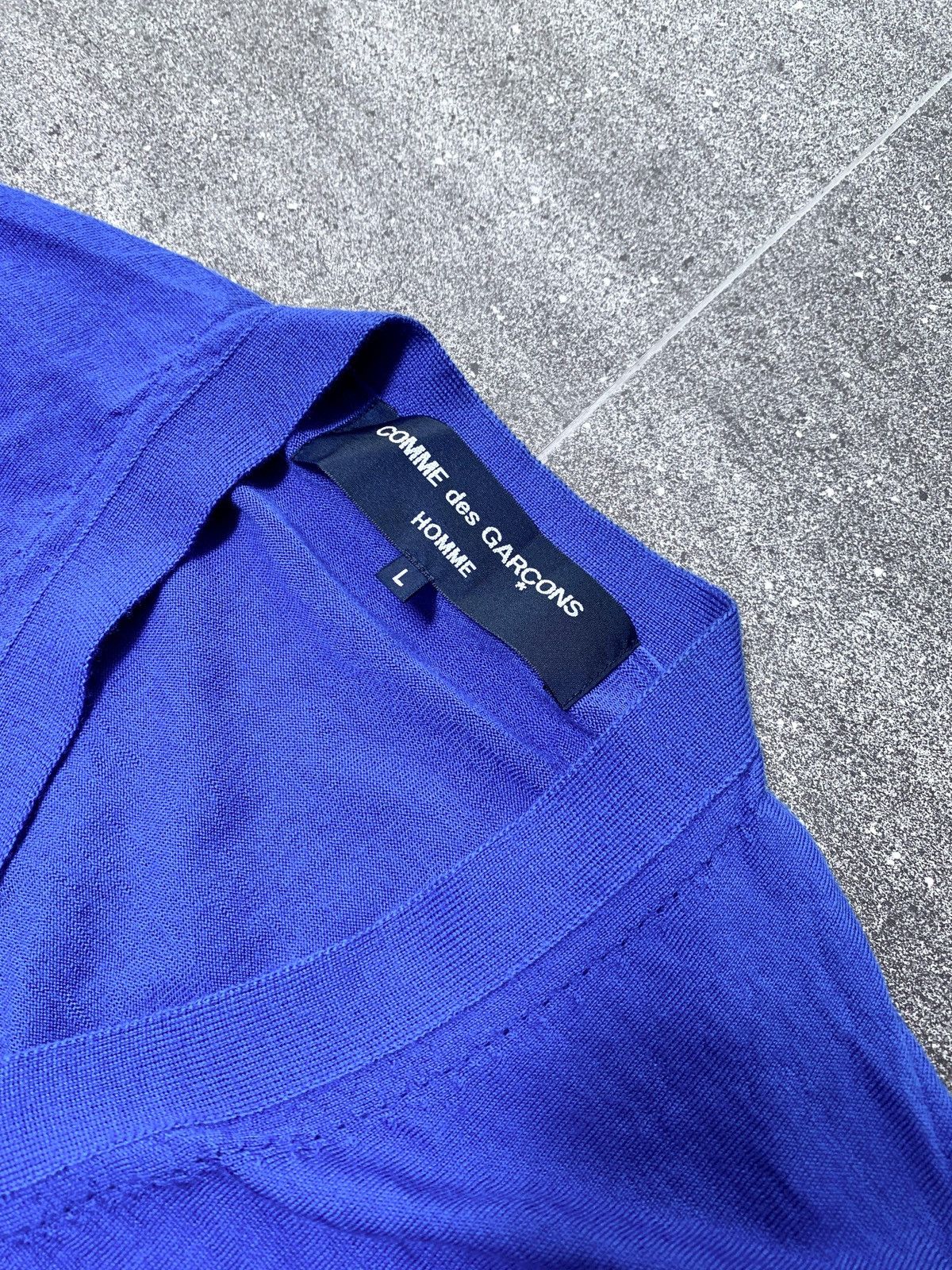Comme des Garcons Homme Contrast Blue Wool Cardigan Size US M / EU 48-50 / 2 - 7 Thumbnail