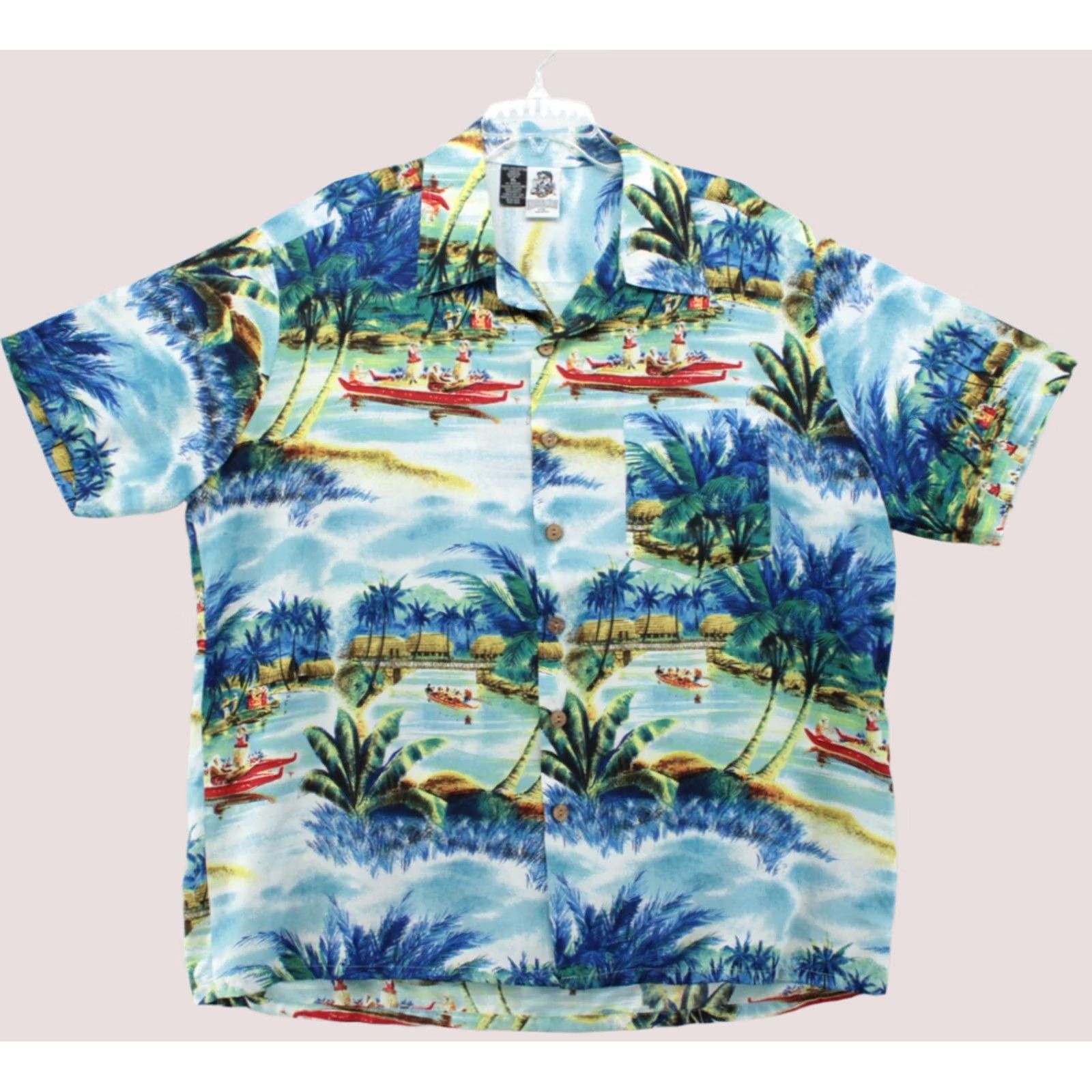 Vintage VTG Kennington Hawaiian Shirt Mens XL Blue Short Sleeve All Over Print Vacation Shirt Size US XL / EU 56 / 4 - 1 Thumbnail