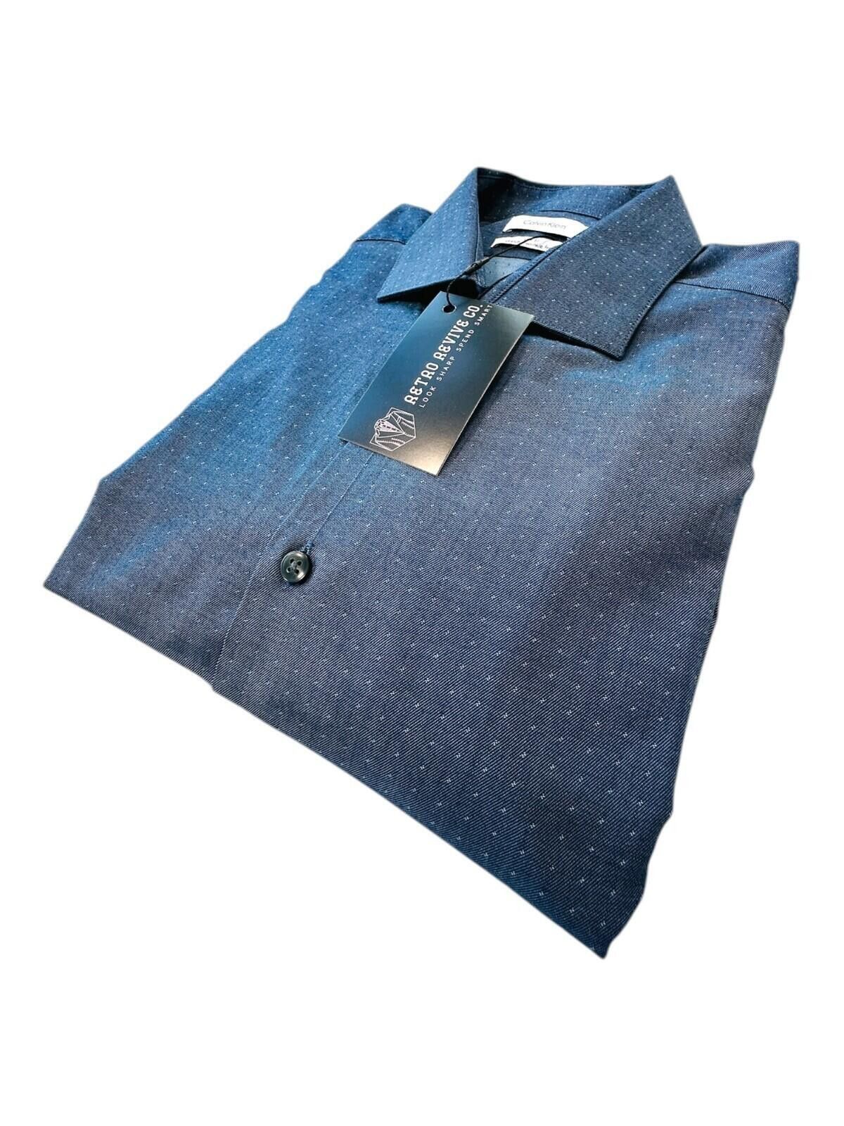 Calvin Klein Calvin Klein Shirt Men's UK Size XL Blue Polka Dot Slim Fit Size 44R - 1 Thumbnail
