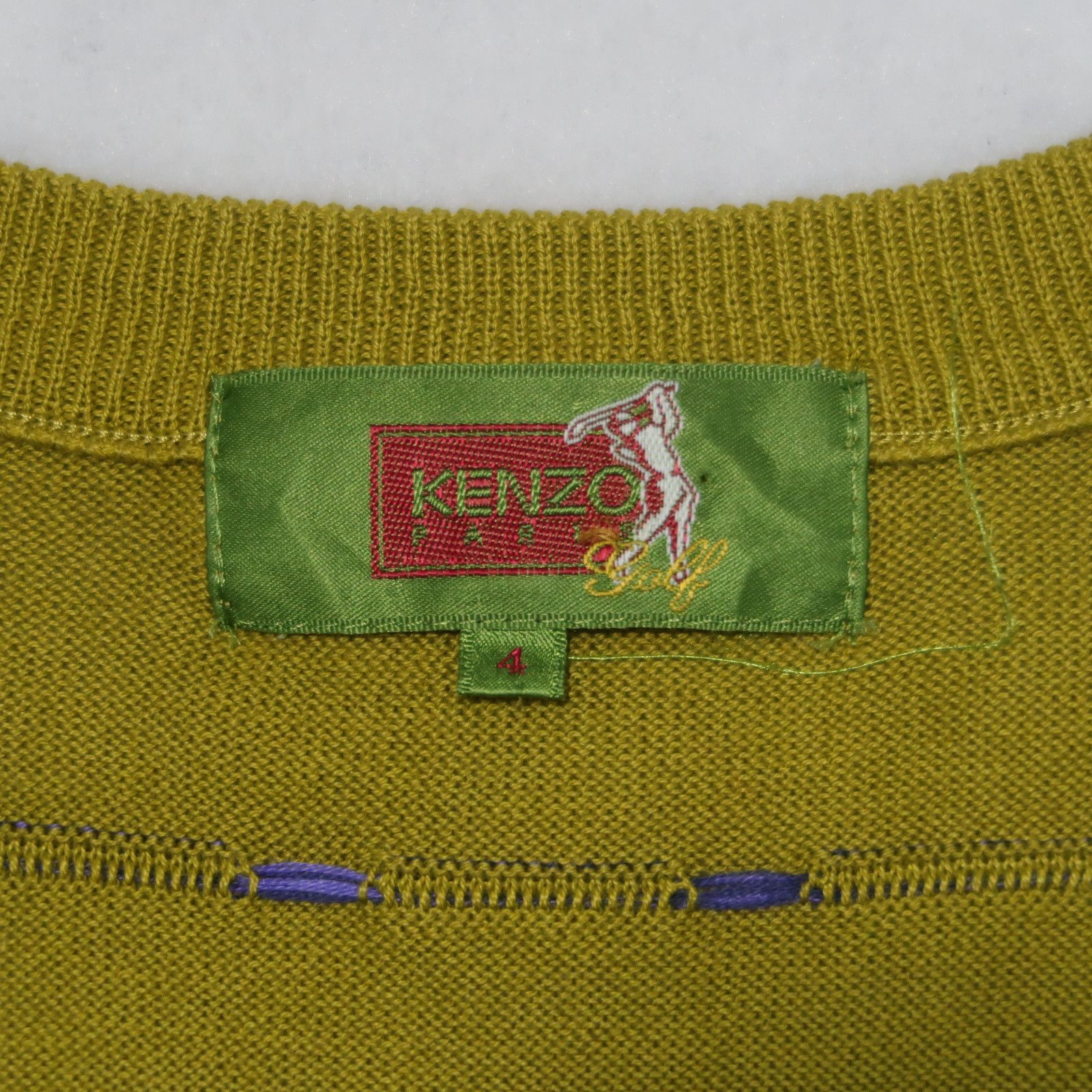 Vintage Kenzo Golf 3d Pattern Cardigan Knit Vest in Yellow, Men's — image 6 of 6