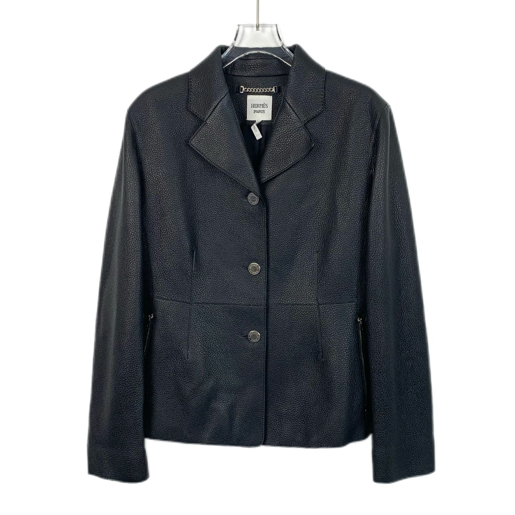 Hermes Hermès Paris Womens Deerskin Jacket Size 42 Black Leather Co Size M / US 6-8 / IT 42-44 - 1 Thumbnail