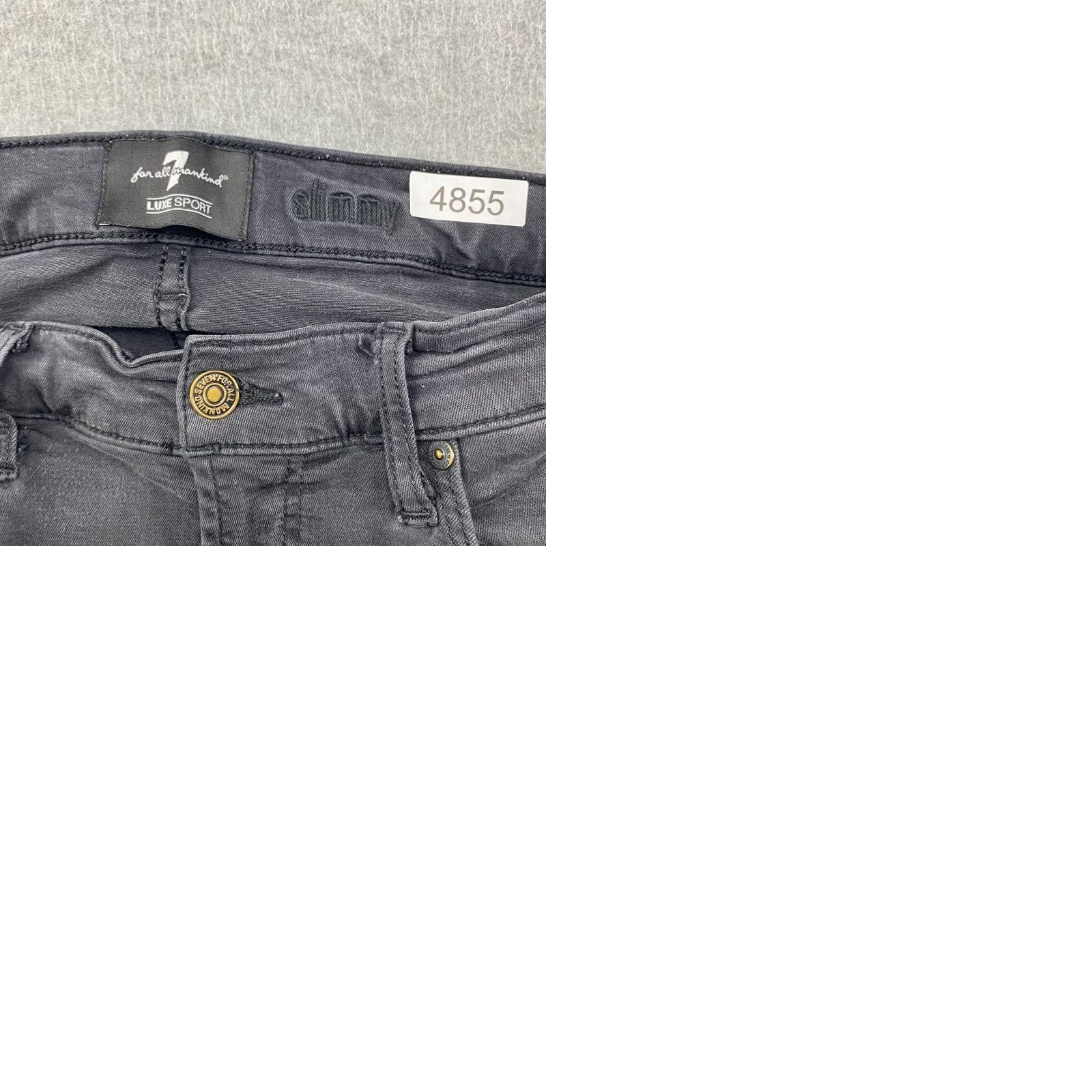 7 For All Mankind 7 For All Mankind Slimmy Jeans Mens 31 Black Luxe Sport Frayed Stretch Straight Jeans Size US 31 - 10 Thumbnail