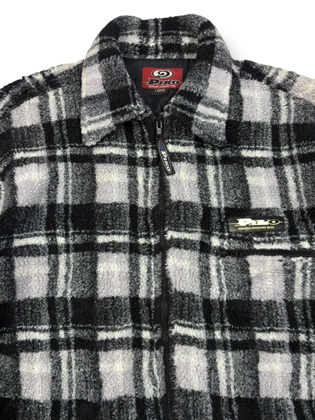 Vintage Piko Hawaiian Plaid Fleece Zipper Gorpcore Jacket