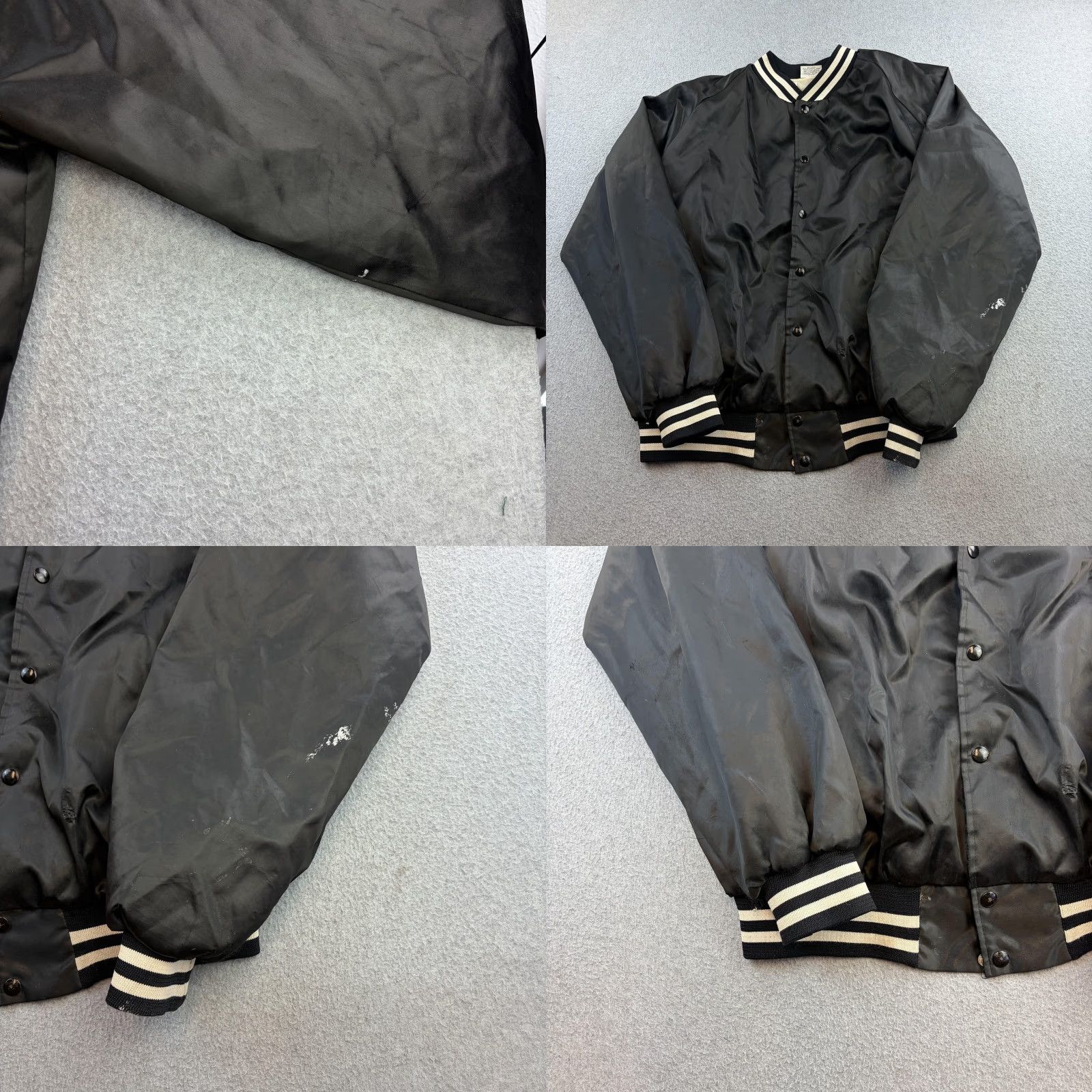 TaylorMade VINTAGE Taylor Made Nashville Music City Jacket Mens 2XL Black Satin Varsity USA Adult Short Snap Front Size US XXL / EU 58 / 5 - 8 Thumbnail