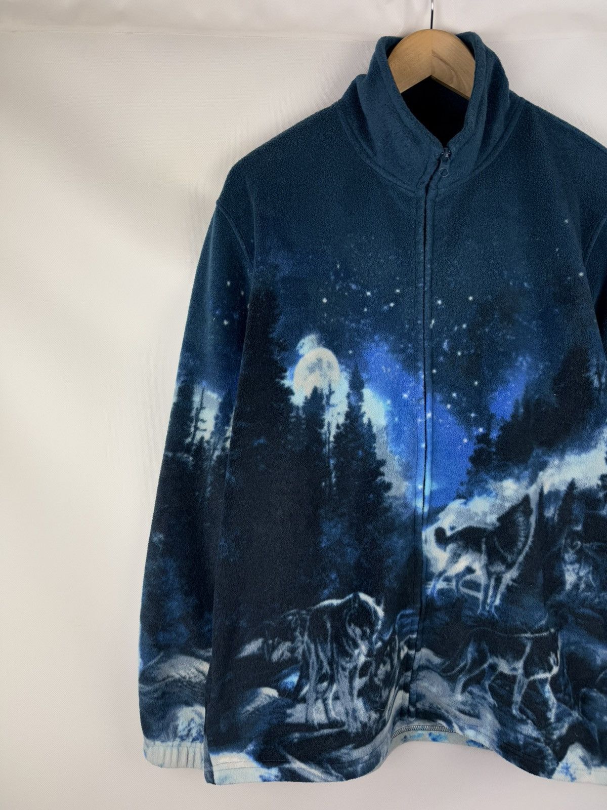 Vintage Vintage Men’s Wolves Patterned Fleece Jacket Size L Size US L / EU 52-54 / 3 - 2 Thumbnail