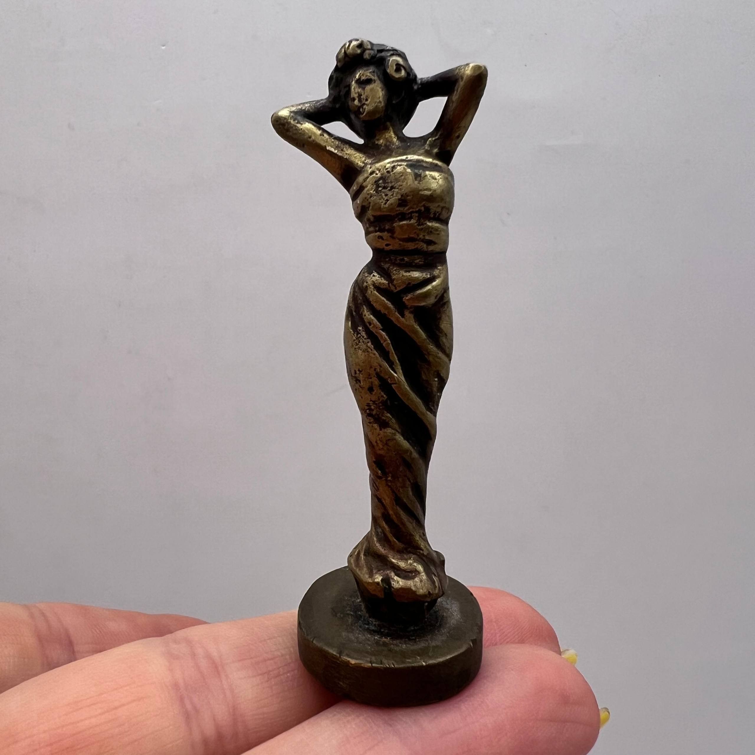 Vintage Antique Bronze Lady Figurine Wax Seal Stamp Art 6.5cm Size ONE SIZE - 7 Thumbnail