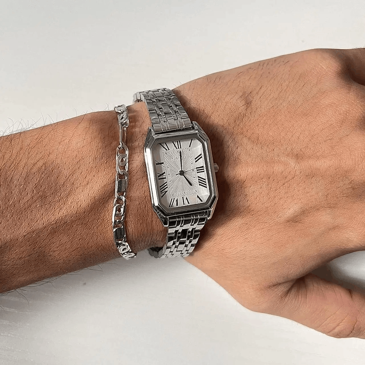 Jewelry 2000s vintage dope rectangle stainless steel quartz watch Size ONE SIZE - 1 Thumbnail
