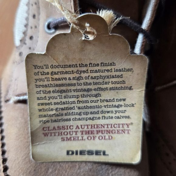 Diesel Diesel Leather Canvas Distressed Vintage Style Wingtip Boots Size US 12 / EU 45 - 11 Thumbnail