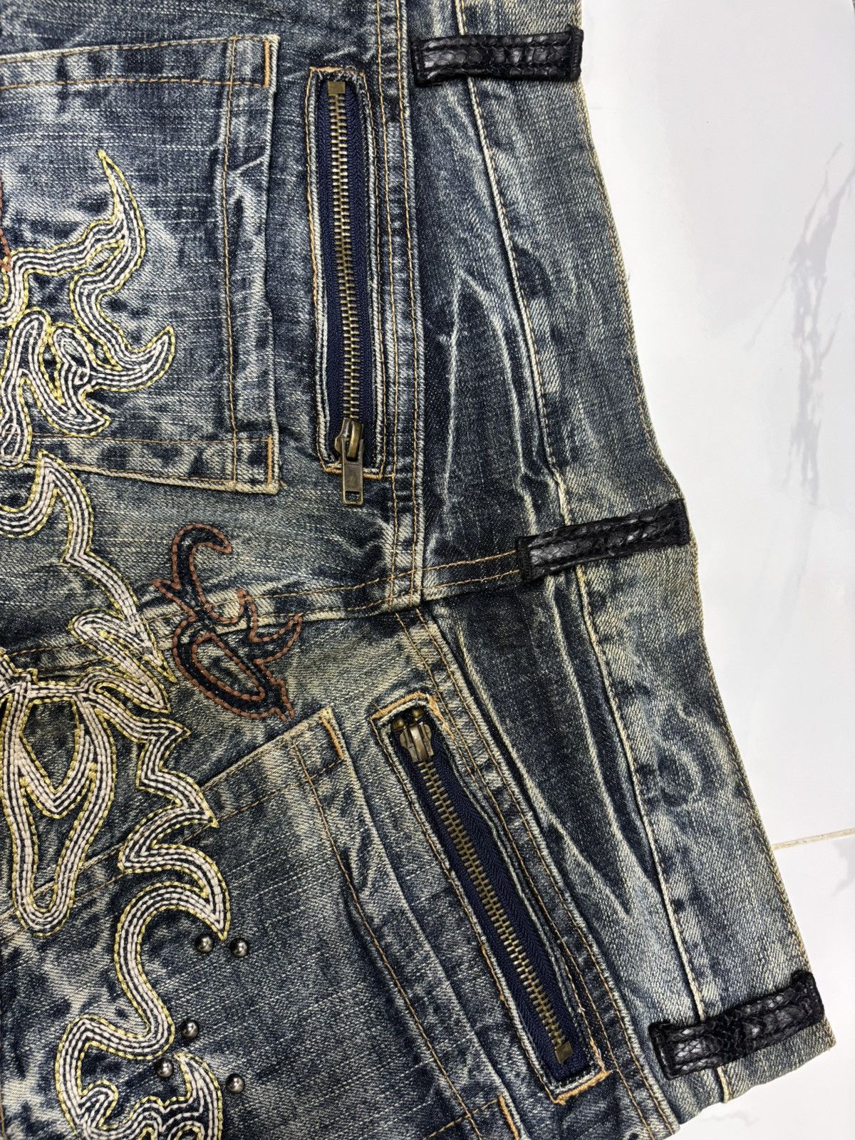 Tornado Mart 🔥TORNADO MART TRIBAL EMBROIDERY CUSTOM MADE FLARED JEANS Size US 32 / EU 48 - 10 Thumbnail