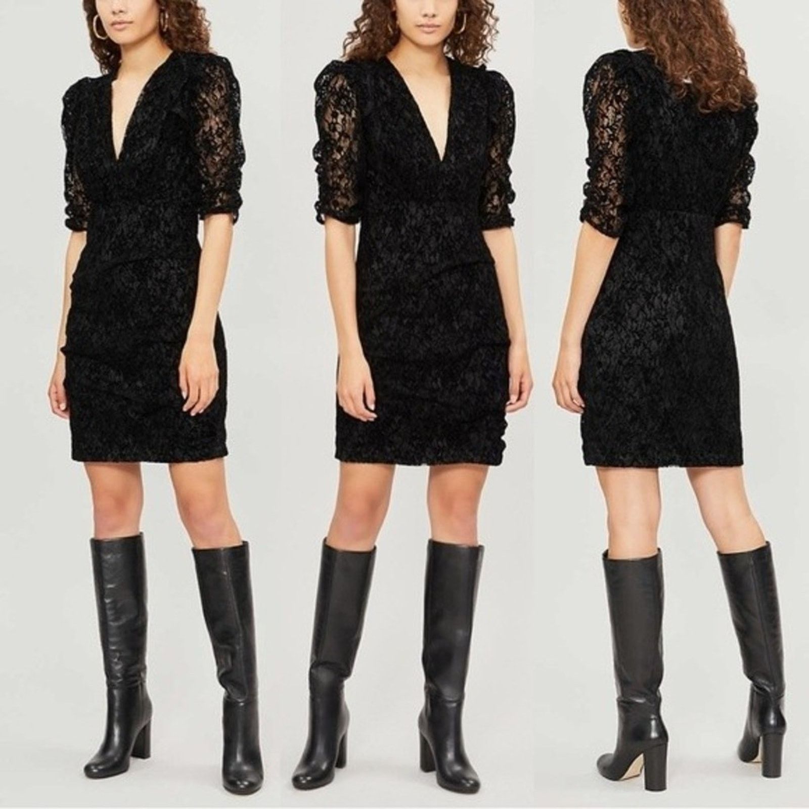 Maje Maje | Rimael Black Velvet Flocked Lace Mini Dress Size 1 Size S / US 4 / IT 40 - 11 Thumbnail