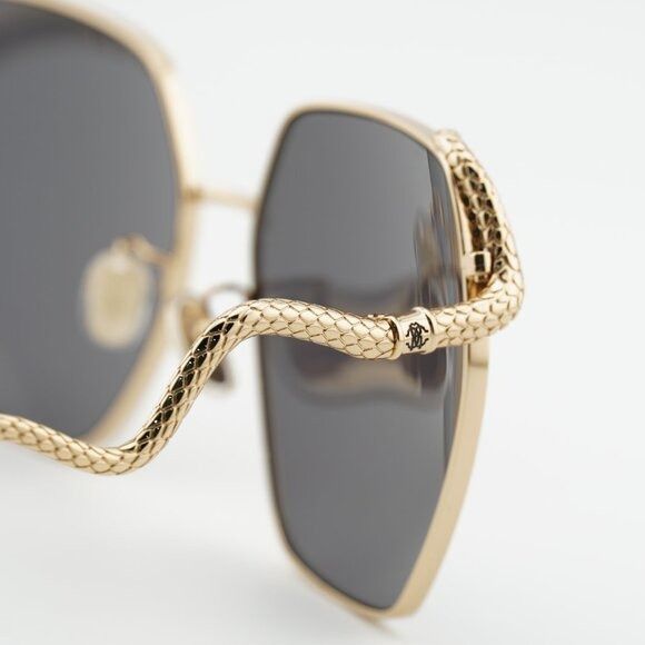 Roberto Cavalli Roberto Cavalli SRC035M 0300 Sunglasses Gold Geometric Frame Size ONE SIZE - 8 Thumbnail