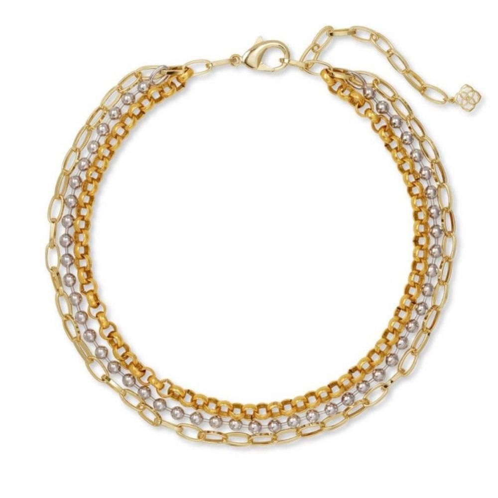 Designer Kendra Scott Brylee Multi Strand Gold Silver Chain Necklace Size ONE SIZE - 2 Thumbnail