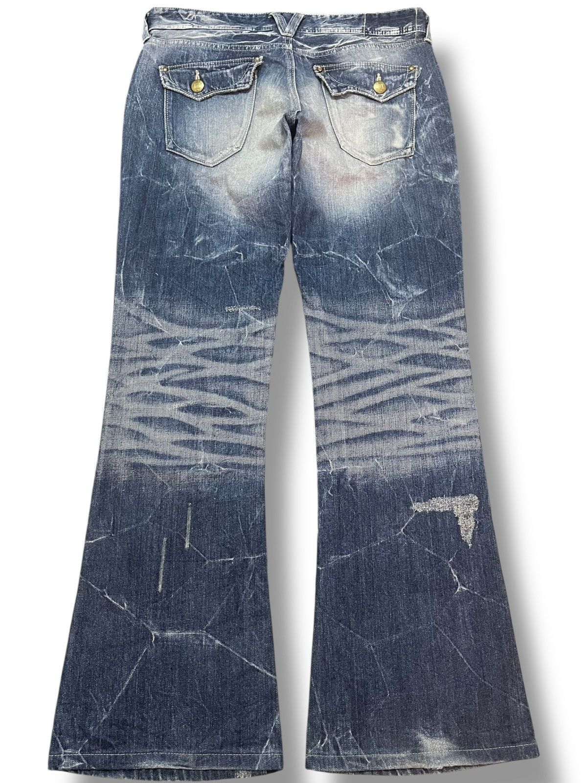 Vanquish Vintage Vanquish Gold Flare Honeycomb Grunge Distress Denim Size US 33 - 5 Thumbnail