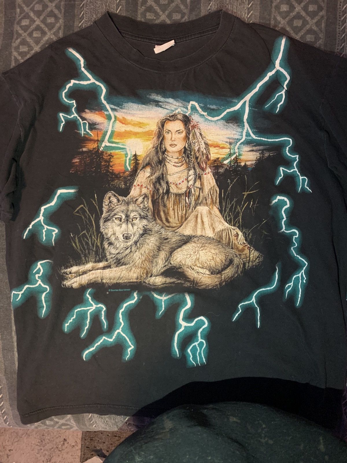 Vintage 90’s American Thunder Lightning Native American indian Shirt Size US XL / EU 56 / 4 - 9 Thumbnail