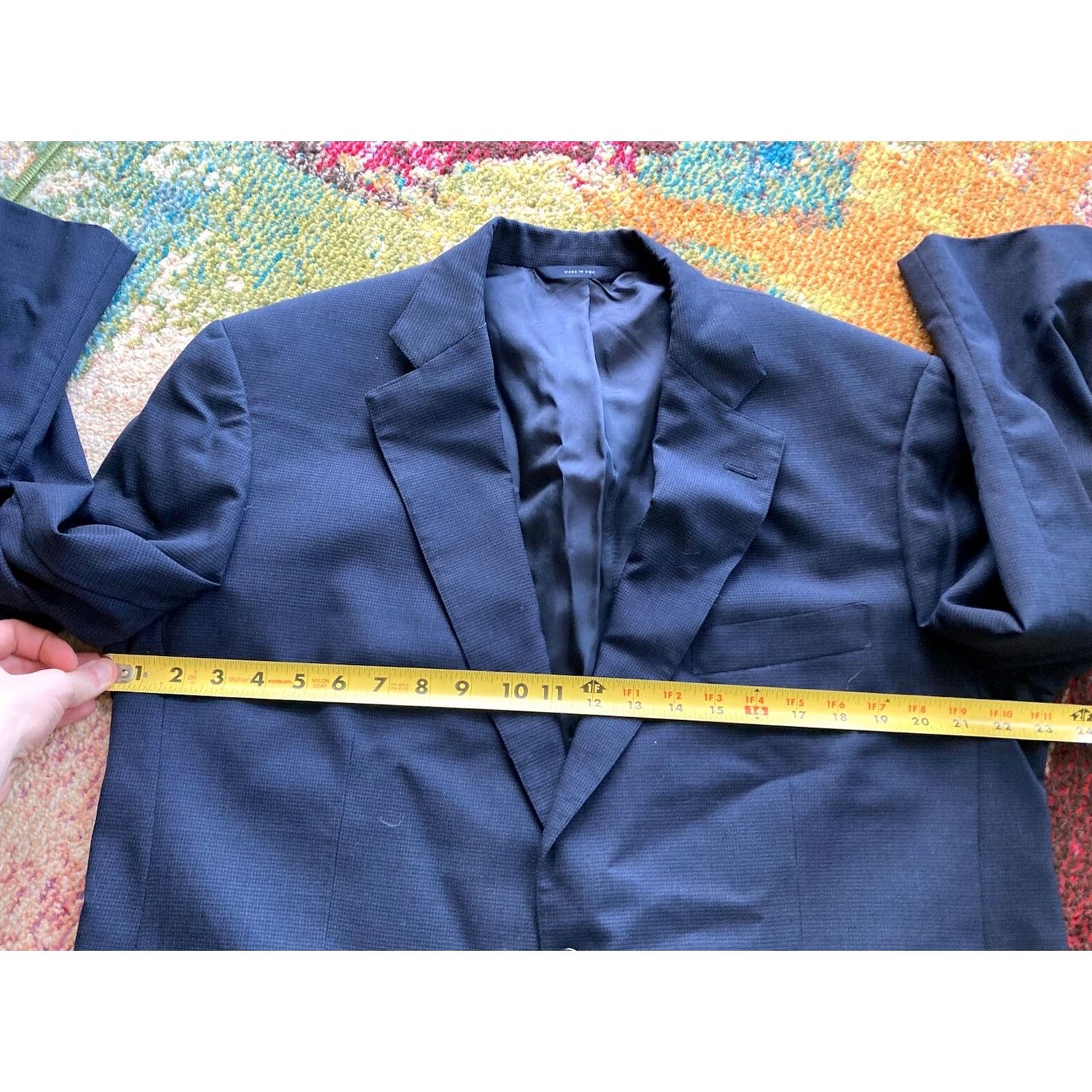 Brooks Brothers Brooks Brothers Brooksease Mens Blazer Size 44R Navy Blue Houndstooth 100% Wool Size 44R - 5 Thumbnail
