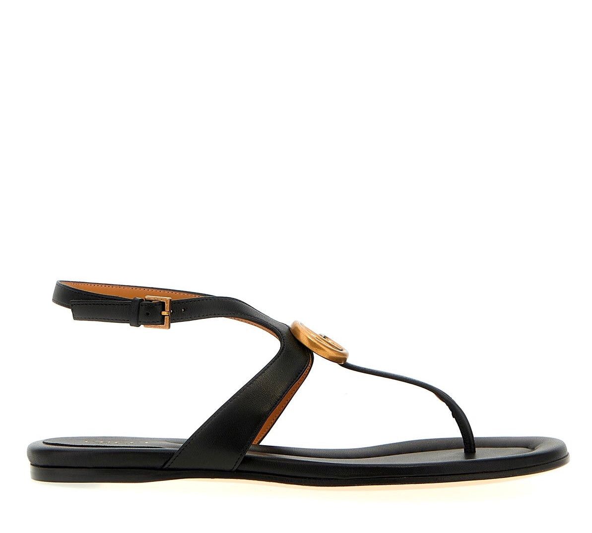 image of Gucci Women’S GG Thong Leather Sandals Size 39 in Black, Women's