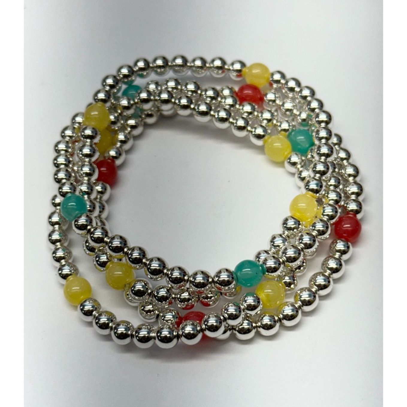 Vintage Vintage four strand beaded bracelet set silver Size ONE SIZE - 5 Thumbnail