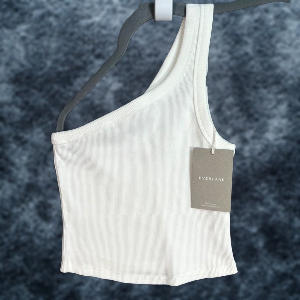 Everlane Everlane Womens XXS Organic Cotton One-Shoulder Tank White Shirt Sleeveless Womens 2XS Organic Cotton One Shoulder Fashion Tank White Womens Size XXS / US 00 / IT 34 - 1 Thumbnail