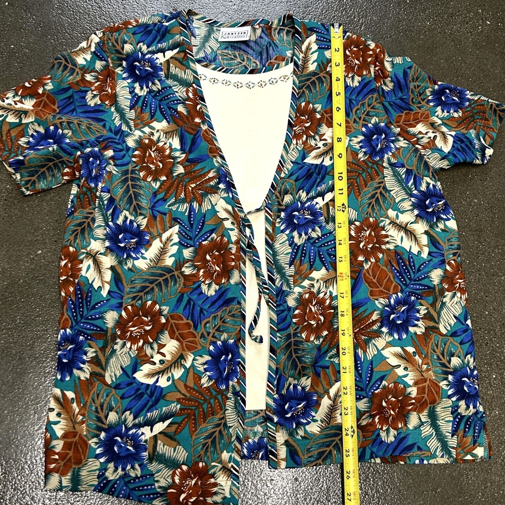 Jantzen Jantzen Classics Shirt Womens Large Blue Floral Open Front Kimono Top Nightery? Size L / US 10 / IT 46 - 4 Thumbnail