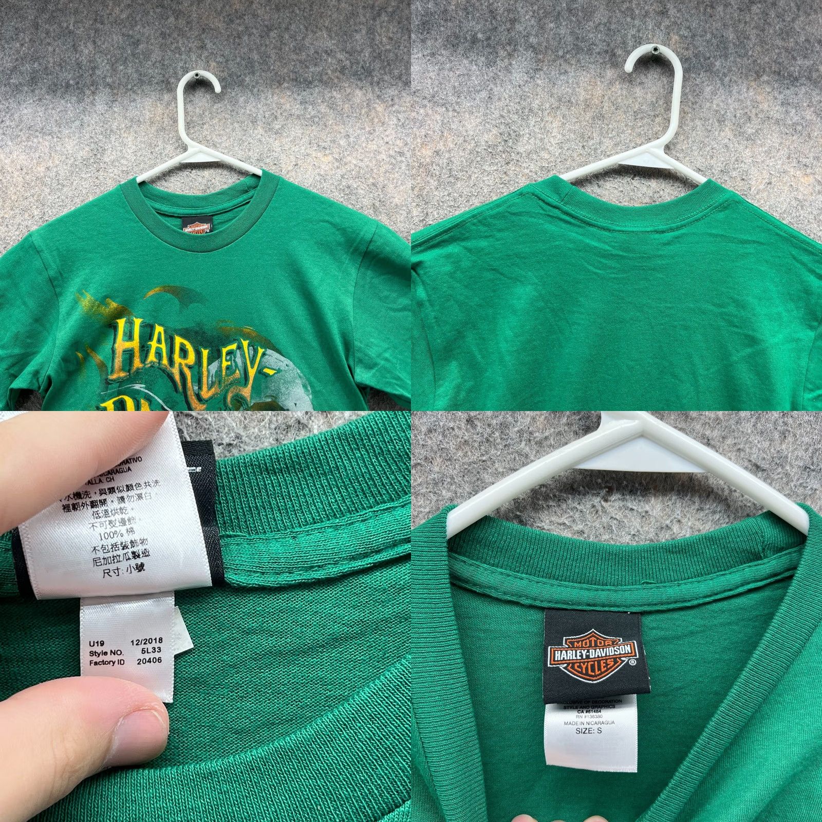 Harley Davidson Harley-Davidson Shirt Men Small Green Yellow Crewneck T-Shirt Motorcycle 2018 Logo All Seasons Size US S / EU 44-46 / 1 - 8 Thumbnail