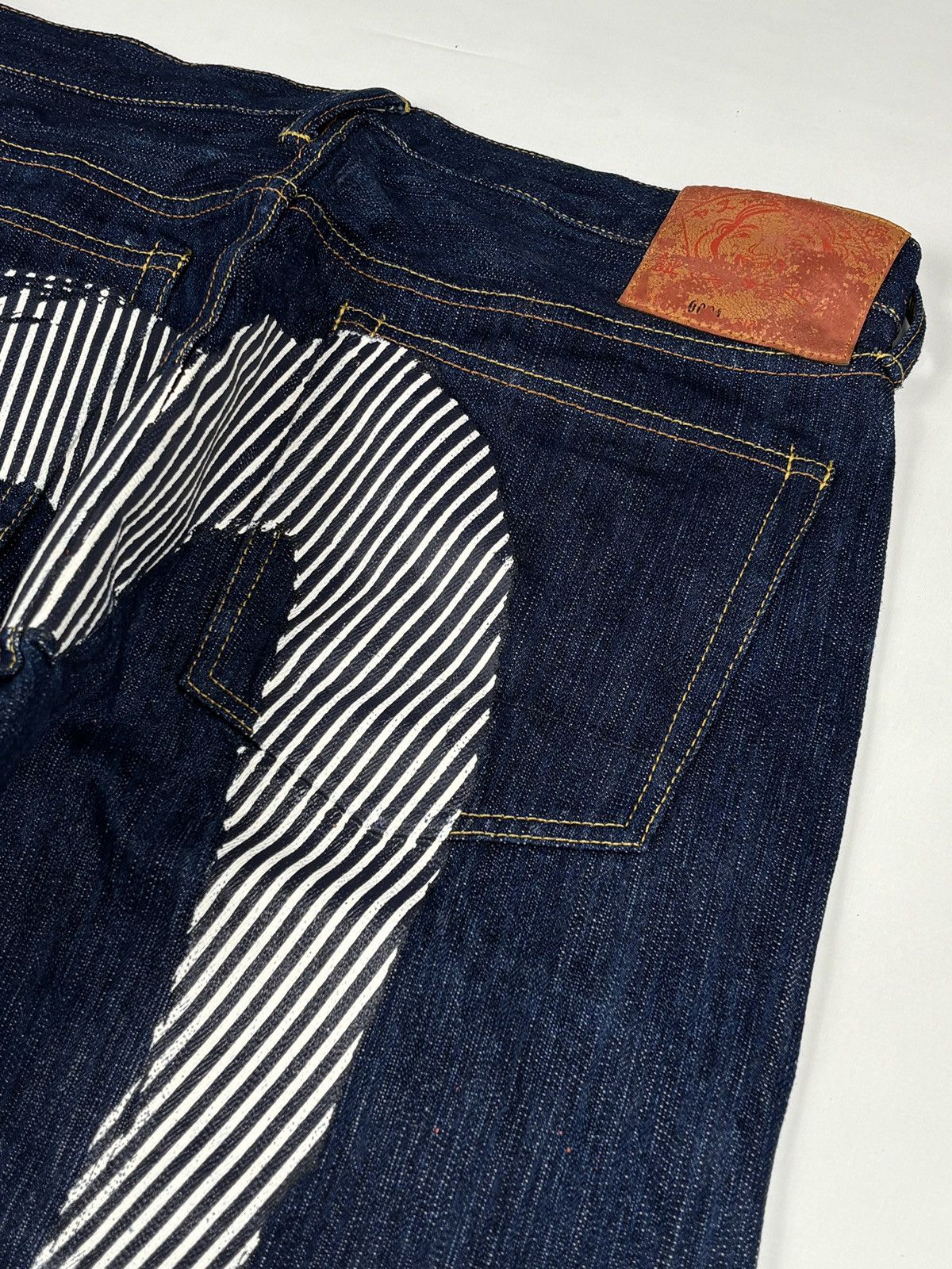 Evisu Striped Daicock Print Selvedged Jeans Size US 34 / EU 50 - 3 Thumbnail