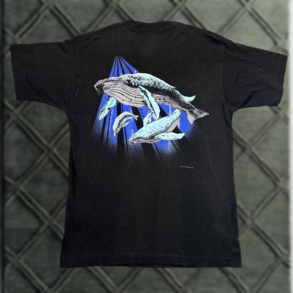 Fruit Of The Loom VINTAGE Fruit of the Loom T-Shirt Mens XL Black 90s Whales Nature USA Made Graphic Print Crew Neck Short Sleeve - 90s, Animals, Nature Size US XL / EU 56 / 4 - 1 Thumbnail