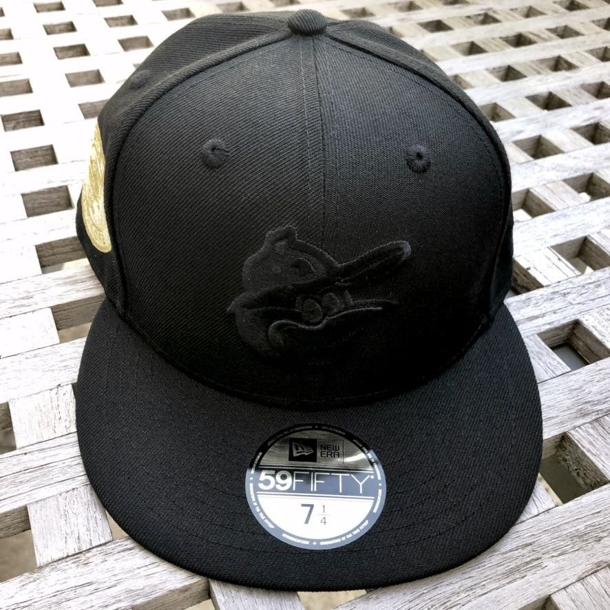 New Era Baltimore Orioles Gold Digger Blackout Logo Hat Club 7 1/4 Size ONE SIZE - 2 Thumbnail