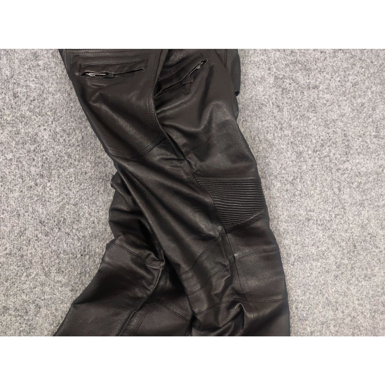 Balmain Gardeur Design Perfect men's Leather Pants Balmain Biker Style Straight Pants 32 Black Leather Size US 32 / EU 48 - 5 Thumbnail