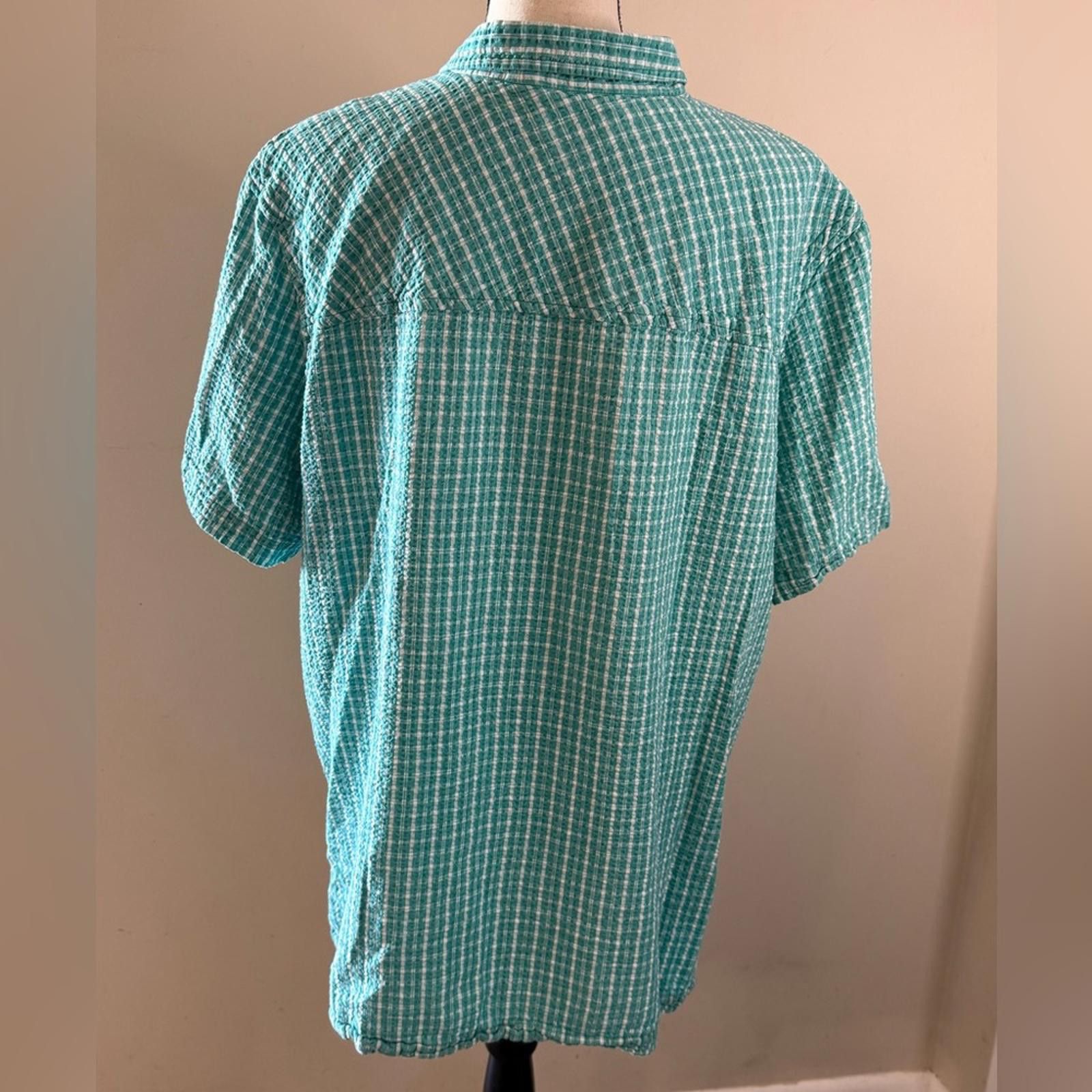 Other Elisabeth plaid button up teal white short sleeve cotton 20 Size 3XL / US 20-22 - 2 Thumbnail