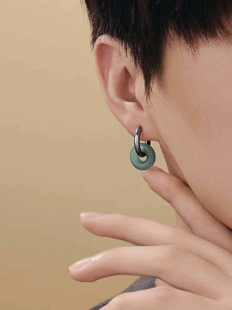Jewelry × Sterling Silver Jade Dark Earrings Gothic Punk One pairs Jewelry Spike Size ONE SIZE - 6 Thumbnail