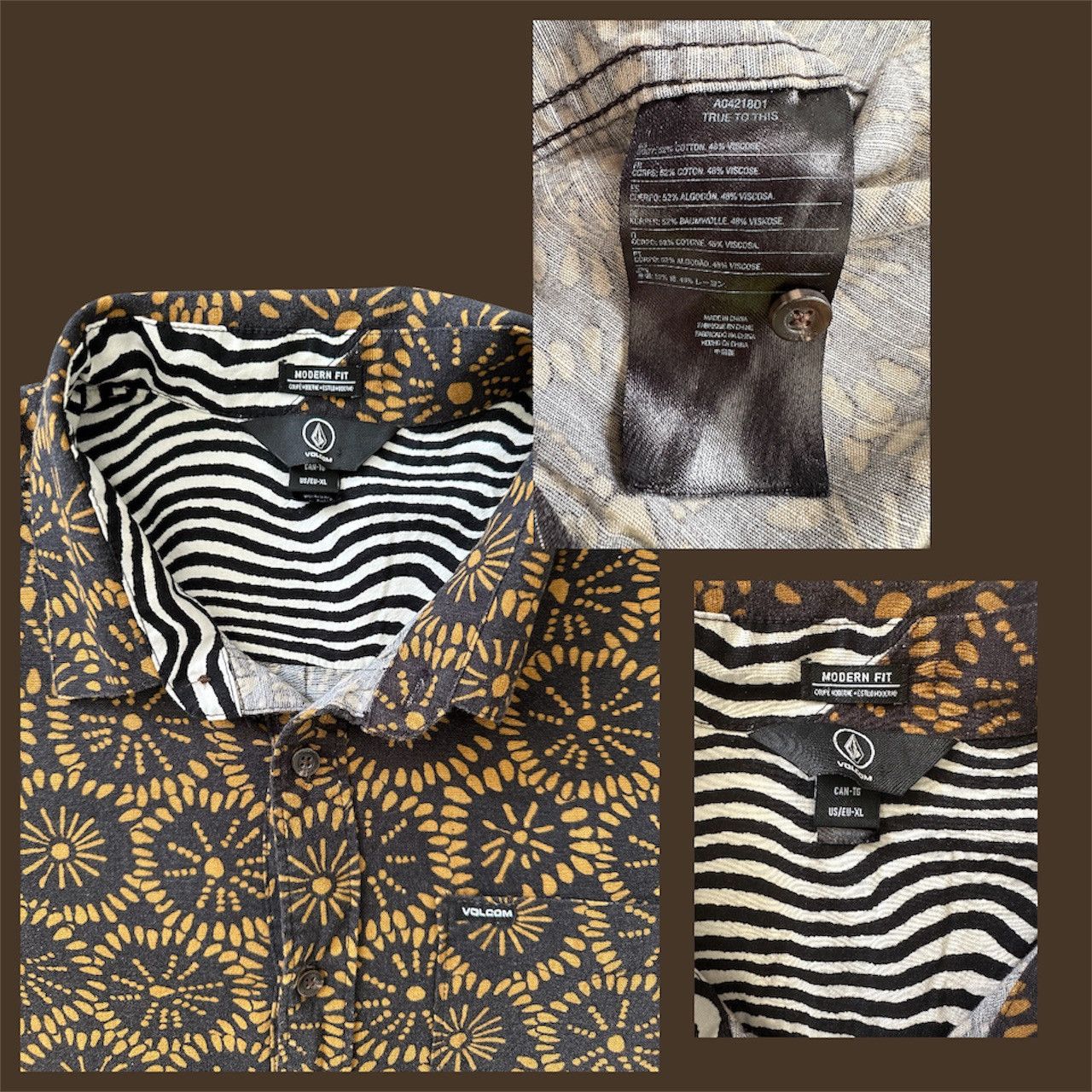 Volcom Volcom Short-Sleeve Shirt - Mustard & Black Pattern - XL Size US XL / EU 56 / 4 - 3 Thumbnail