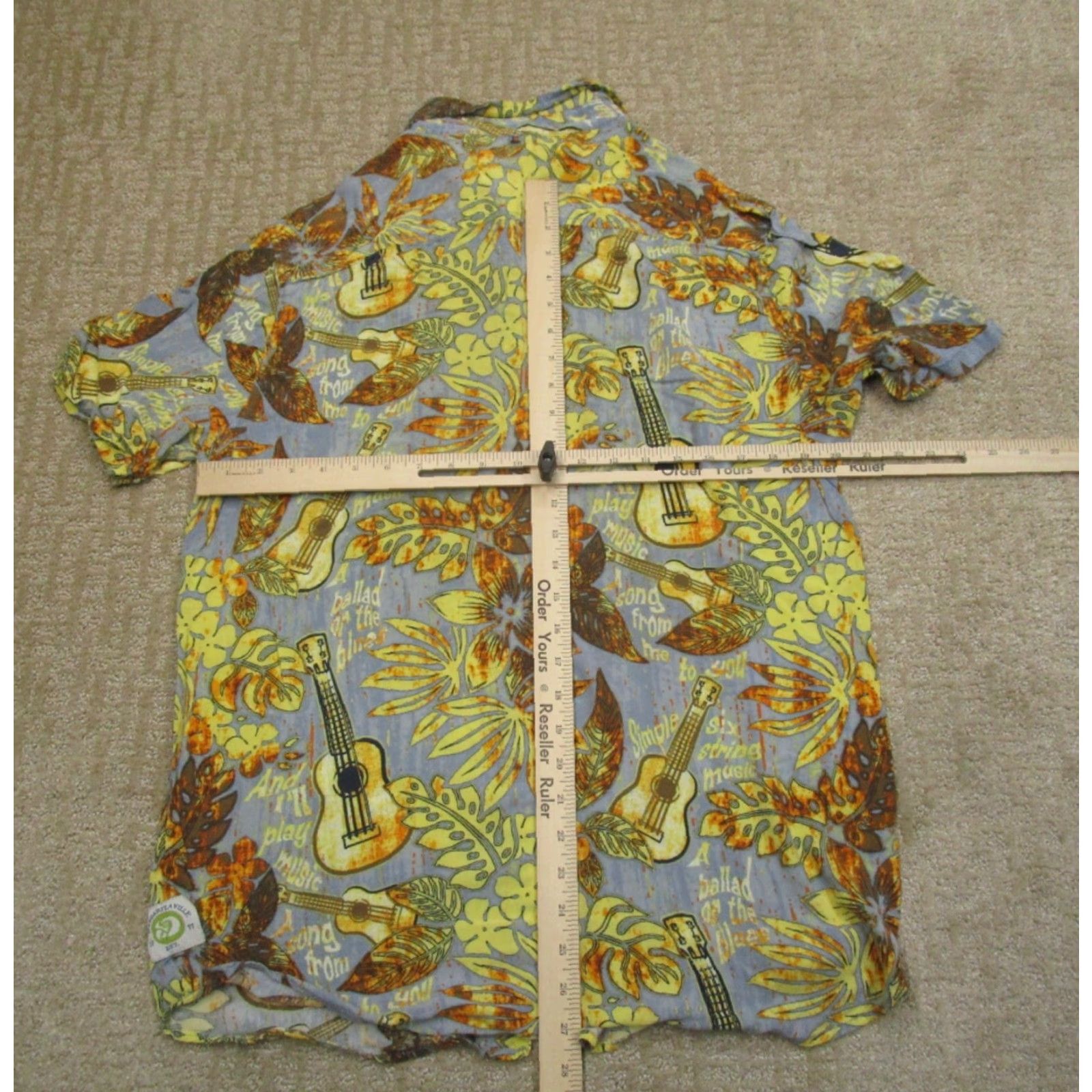 ALOHAS Margaritaville Shirt Men M Yellow Hawaiian Aloha Button-Up Short Sleeve Rayon Size US M / EU 48-50 / 2 - 4 Thumbnail