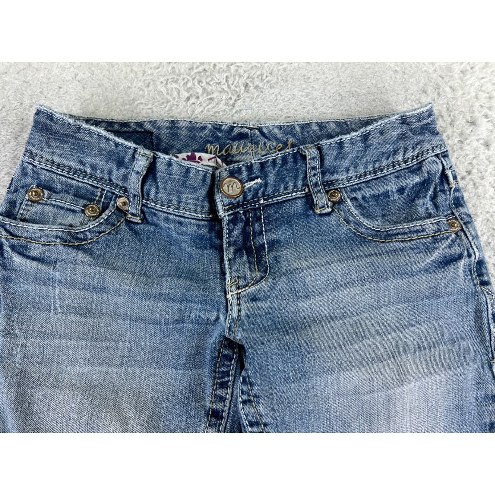 Vintage Maurices Jeans Womens Bootcut Denim Blue Cotton Low Rise 26 in 26x28 5-Pocket Embroidered Regular Stretch Size 25" / US 0 / IT 36 - 4 Thumbnail